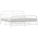 Bed Frame White Powder-Coated Steel Double Storage Bed Frame 353709