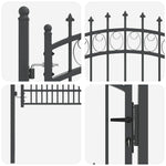 Fence Gate with Spikes Grey 200 x 100 cm Powder-coated steel 42009006