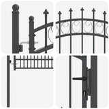 Fence Gate with Spikes Grey 200 x 100 cm Powder-coated steel 42009006