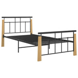 Bed Frame without Mattress Metal and Solid Oak Wood 100x200 cm 324898