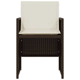 3 Piece Bistro Set with Cushions Brown Poly Rattan 365065