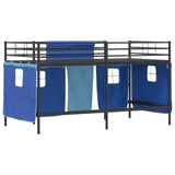 Kids'Loft Bed Frame with Curtains Black and Blue 100 x 200 cm 42020799