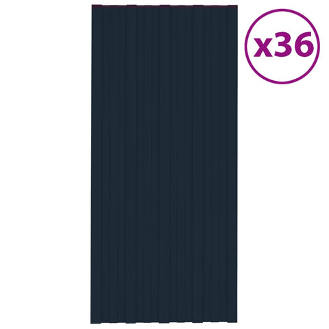 Roof Panels 36 pcs Galvanised Steel Anthracite 100x45 cm 317216