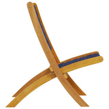 Folding Garden Chairs 2 pcs Dark Blue Solid Wood Acacia and Fabric 366512