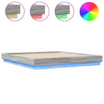 ZNTS Bed Frame with LED without Mattress Grey Sonoma 200x200 cm 3209770