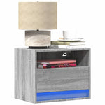 ZNTS Wall-mounted Bedside Cabinets with LED Lights 2 pcs Grey Sonoma 852072