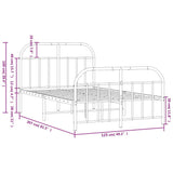Bed Frame White Powder-Coated Steel Double Bed Frame 353700