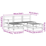 Garden Lounge Set 5 pcs Wax Brown Solid Pine Wood 3418132