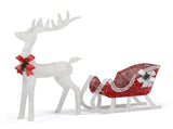 4ft Lighted Christmas Reindeer & Sleigh Outdoor Yard Decoration Set with LED Lights, Red & White 74771005