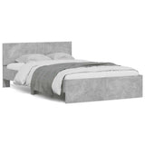 Bed Frame with Headboard and LED Concrete Grey 135x190 cm Double 3207633