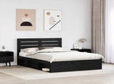 Bed Frame with Headboard Black 150 x 200 cm Solid Pine Wood 3411400