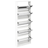 Shoe Cabinet with Mirror 5-Layer High Gloss White 63x17x169.5 cm 3228282