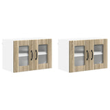 Wall Glass Cabinet LUCCA 2 pcs Sonoma Oak 60 x 31 x 40 cm 884970