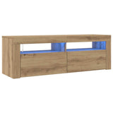 TV Cabinet with LED Lights Artisan Oak 120x35x40 cm Engineered Wood 856320