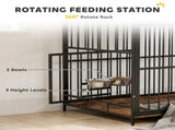Dog Crate Furniture, Dog Cage with Rotatable Feeding Station and Storage Shelves, End Side Table T3398P551712
