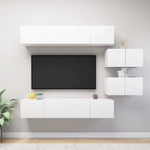 ZNTS 6 Piece TV Cabinet Set White Engineered Wood 3078726