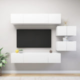 ZNTS 6 Piece TV Cabinet Set White Engineered Wood 3078726