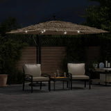 Garden Parasol with with LEDs and Steel Pole Brown 269x269x235 cm 4005087