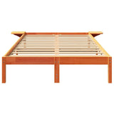 Bed Frame Wax Brown 135 x 190 cm Solid Pine Wood 873198