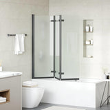 Shower Enclosure Black 130 x 138 cm ESG Glass and Aluminium 42018548