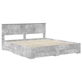 Bed Frame Concrete Grey 200 x 200 cm Engineered Wood 3408225