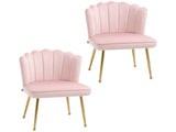 Shell Dining Chairs Set of 2, Upholstered Kitchen Chairs with Gold Metal Legs and Backrest, Velvet T3398P377926