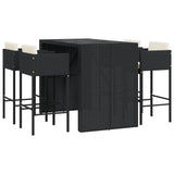 5 Piece Garden Bar Set with Cushions Black Poly Rattan 3203945