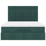 ZNTS Ottoman Bed with Mattresses Dark Green 140x200cm Velvet 3313478