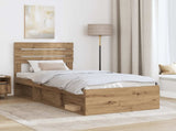 Bed Frame Artisian Oak 100 x 200 cm Solid Pine Wood 3411454