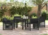 Garden Dining Set 5 pcs Black Poly Rattan 3380773