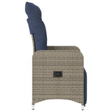 Reclining Garden Chair with Cushions Grey Poly Rattan 365699