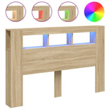 LED Headboard Sonoma Oak 160x18.5x103.5 cm Engineered Wood 837353