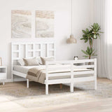 Bed Frame without Mattress White Small Double Solid Wood Pine 3193892