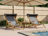 Deck Chair 2 pcs 3 Position Solid Eucalyptus Wood Grey 3407809