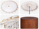Balinese Parasol with Base 210-220 cm Cream and Brown 3433019