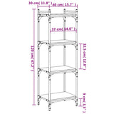 Bookcase 4-Tier Smoked Oak 40x30x120 cm Engineered Wood 837634