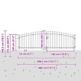 Double Gate with Lock Woerden Grey 400 x 199.5 cm Steel 42008857