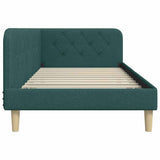 Corner Bed Frame with Headboard Dark Green 90 x 200 cm Fabric 42016573