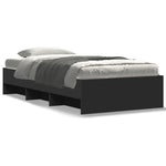 ZNTS Bed Frame without Mattress Black 75x190 cm Small Single Engineered Wood 3295710
