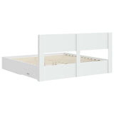 Bed Frame with Storage and Headboard White Engineered Wood 3414437