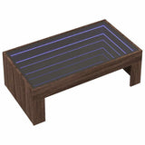 Coffee Table with Infinity LED Brown Oak 90x50x30 cm 847622