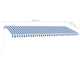 Manual Retractable Awning with LED 500x350 cm Blue and White 3069661