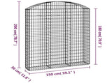 Arched Gabion Basket 150x30x180/200 cm Galvanised Iron 153449
