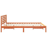 Bed Frame with Headboard Wax Brown 160 x 220 cm Solid Pine Wood 872337