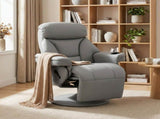 Upholstered Reclining Armchair, Manual Recliner Chair with Footrest and Adjustable Backrest, Grey T3398P548742