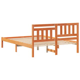 Bed Frame with Headboard Wax Brown 120 x 190 cm Solid Pine Wood 872244