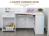 L-Shaped Corner Computer Desk w/ 2 Shelves Wide Worktop Keyboard Tray Drawer & CPU Stand Home Office T3398P344442