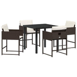 Garden Dining Set with Cushion 5 pcs Brown Poly Rattan 3380016