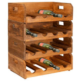 ZNTS Wine Racks 4 pcs for 16 Bottles Solid Mahogany Wood 244491