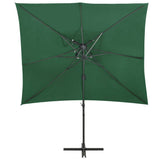 ZNTS Cantilever Garden Parasol with Double Top Green 250x250 cm 312361